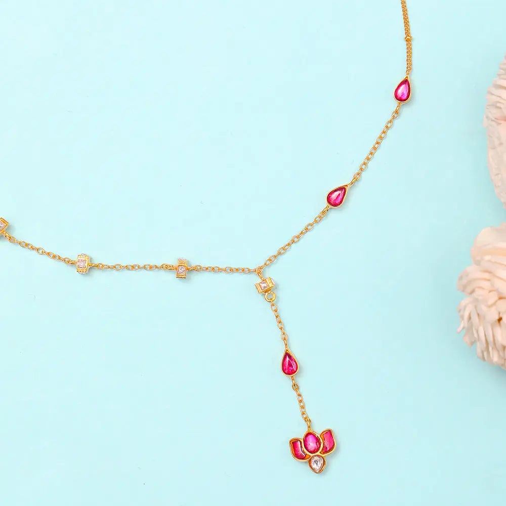 Silver 92.5 Lotus Drop Necklace