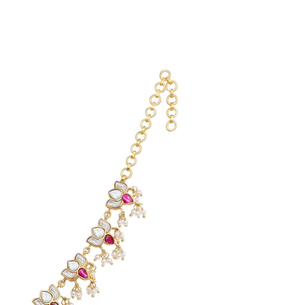 Silver 92.5 Lotus Polki Kundan Necklace