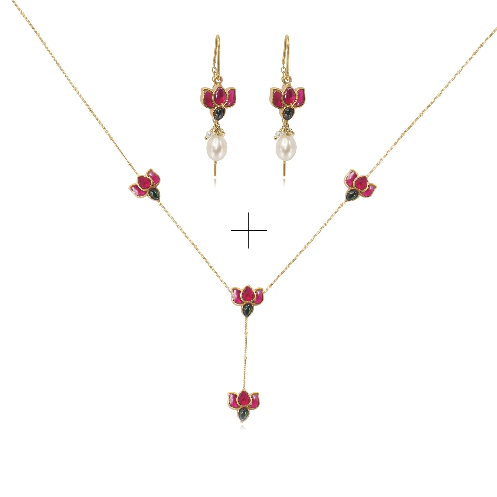 Silver 92.5 Lotus Sui Dhaga Earrings