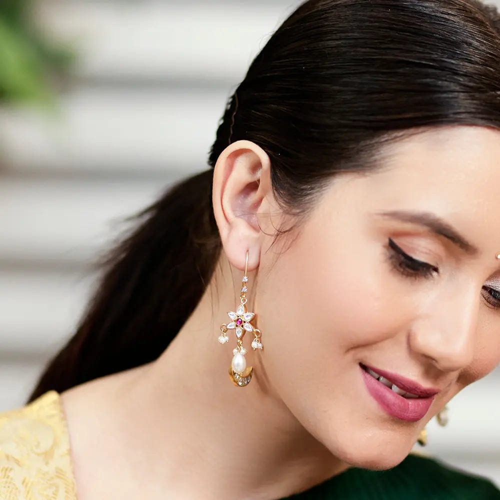 925 Sterling Silver Flower Kundan Sui Dhaga