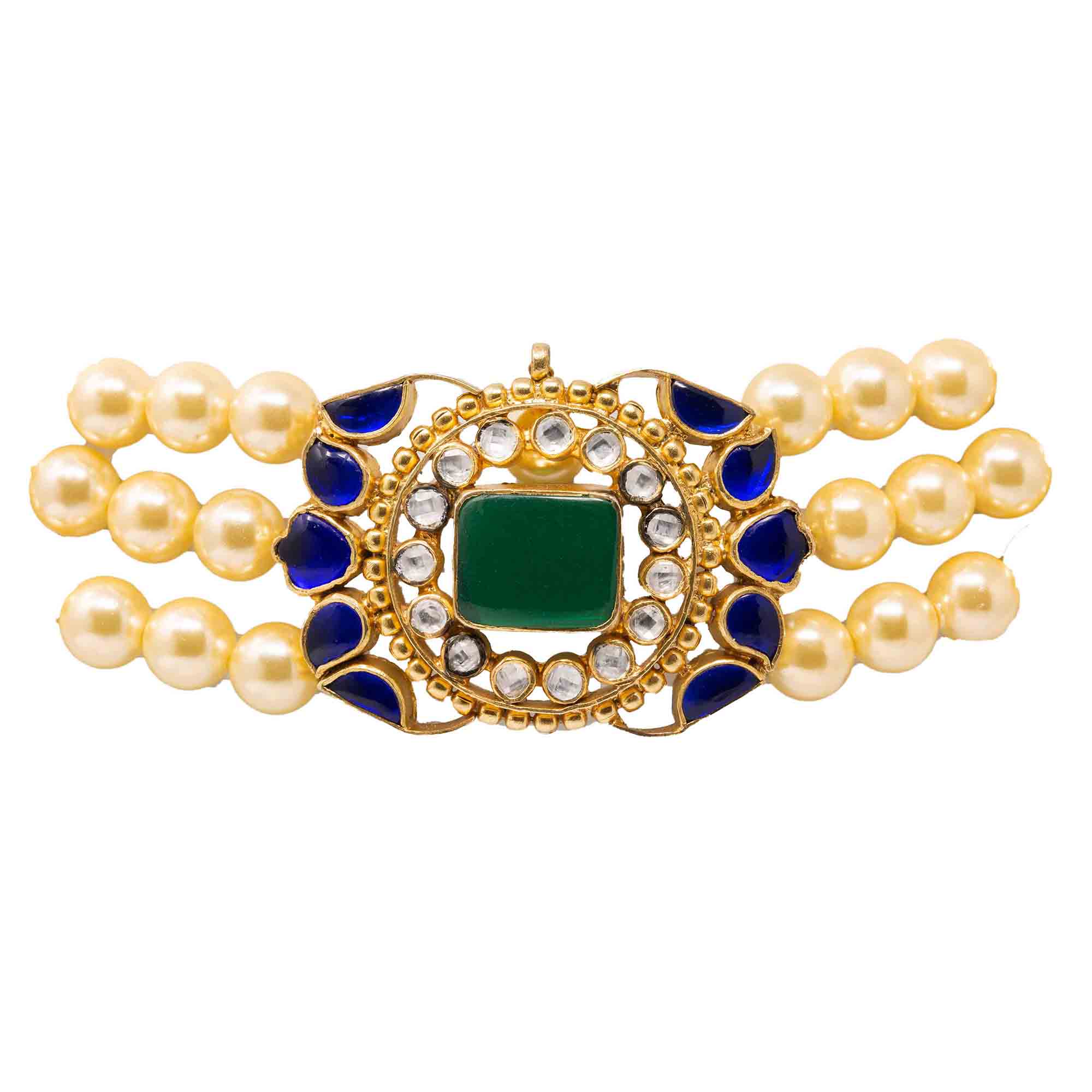 Silver Gold Plated Blue Centre Pearl Choker