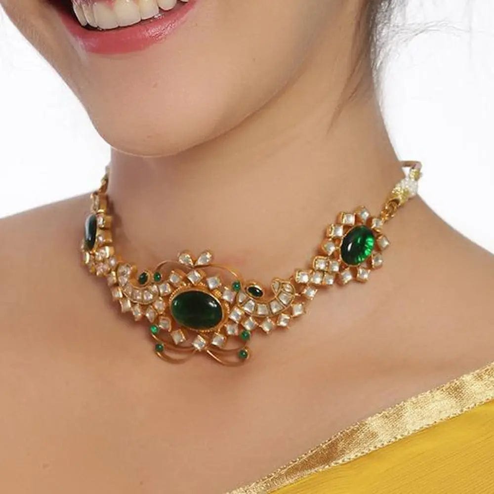 Silver Gold Plated Green Choker