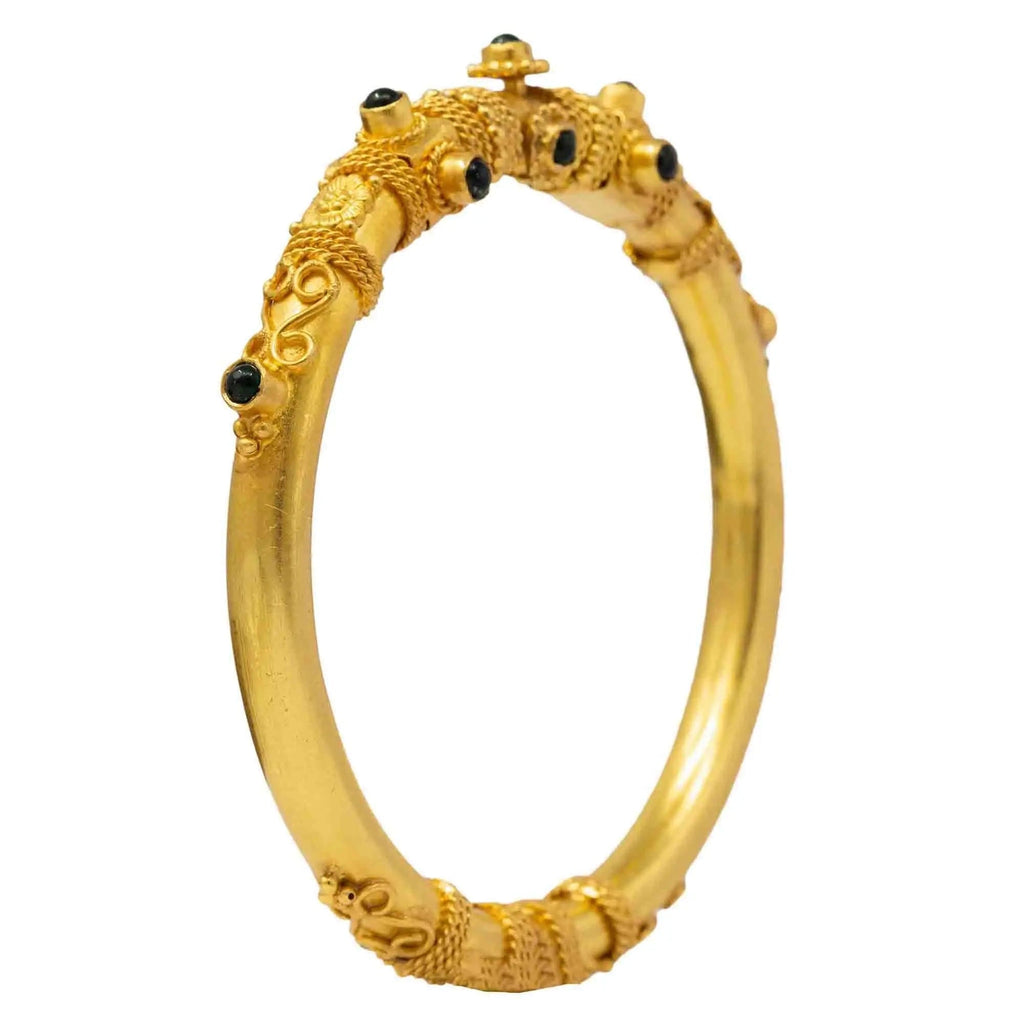 Silver Gold Plated Green Pota Bangle