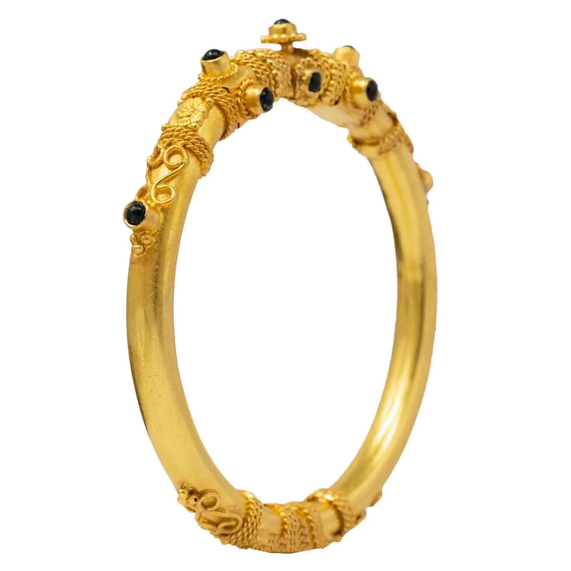 Silver Gold Plated Green Pota Bangle