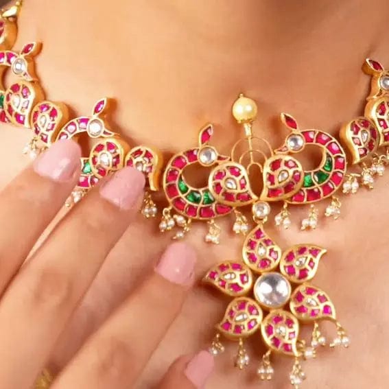 Silver Gold Plated Peacock Necklace