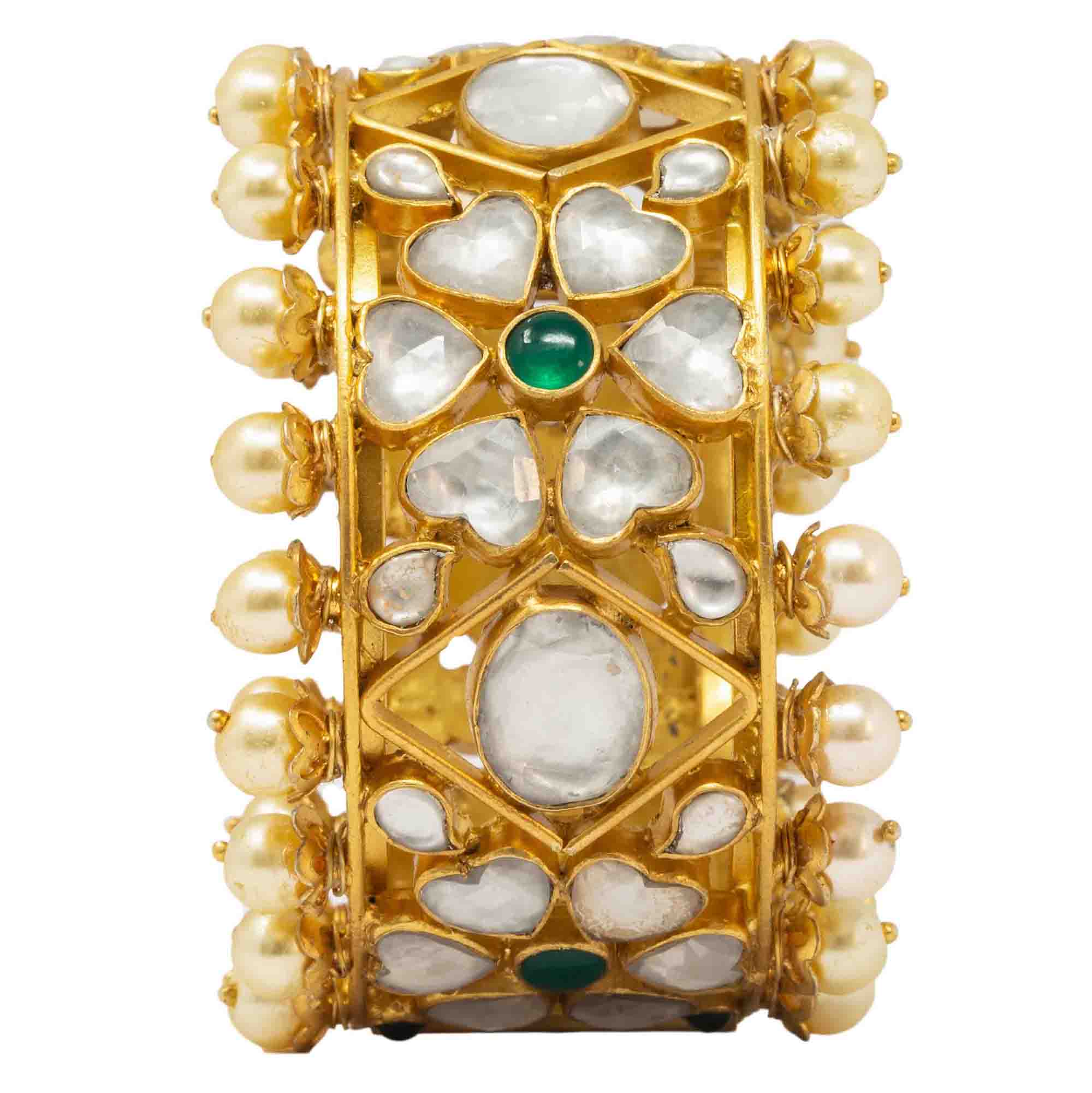 Silver Gold Plated jadau bangle