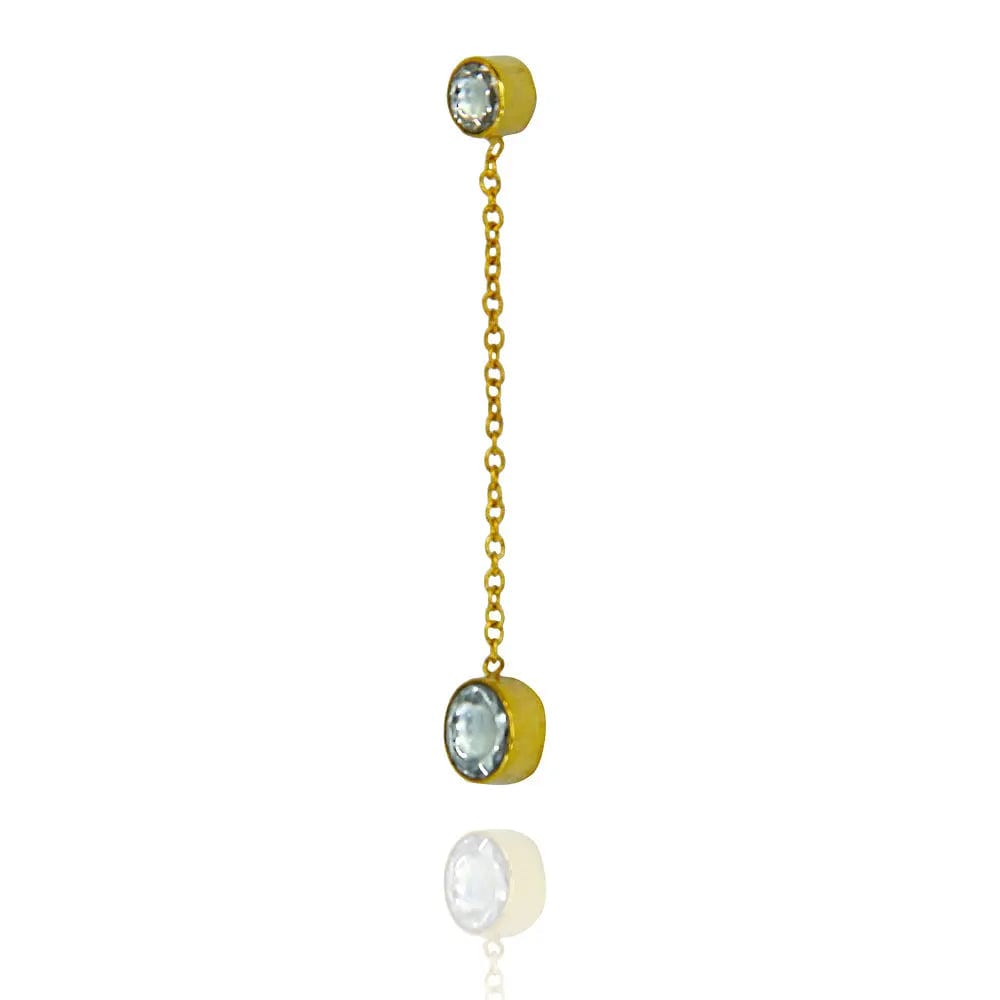 Silver Gold plated Dangler in White Stone
