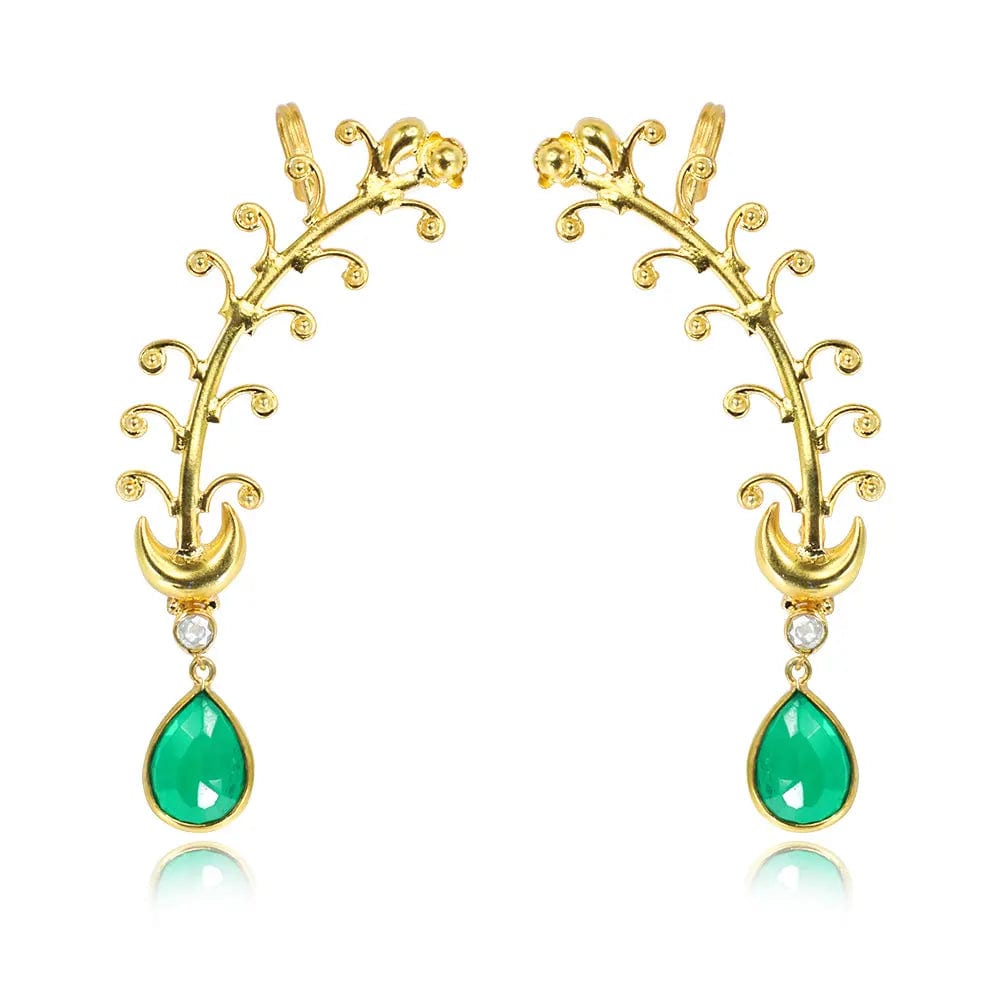 Silver Green Earcuff