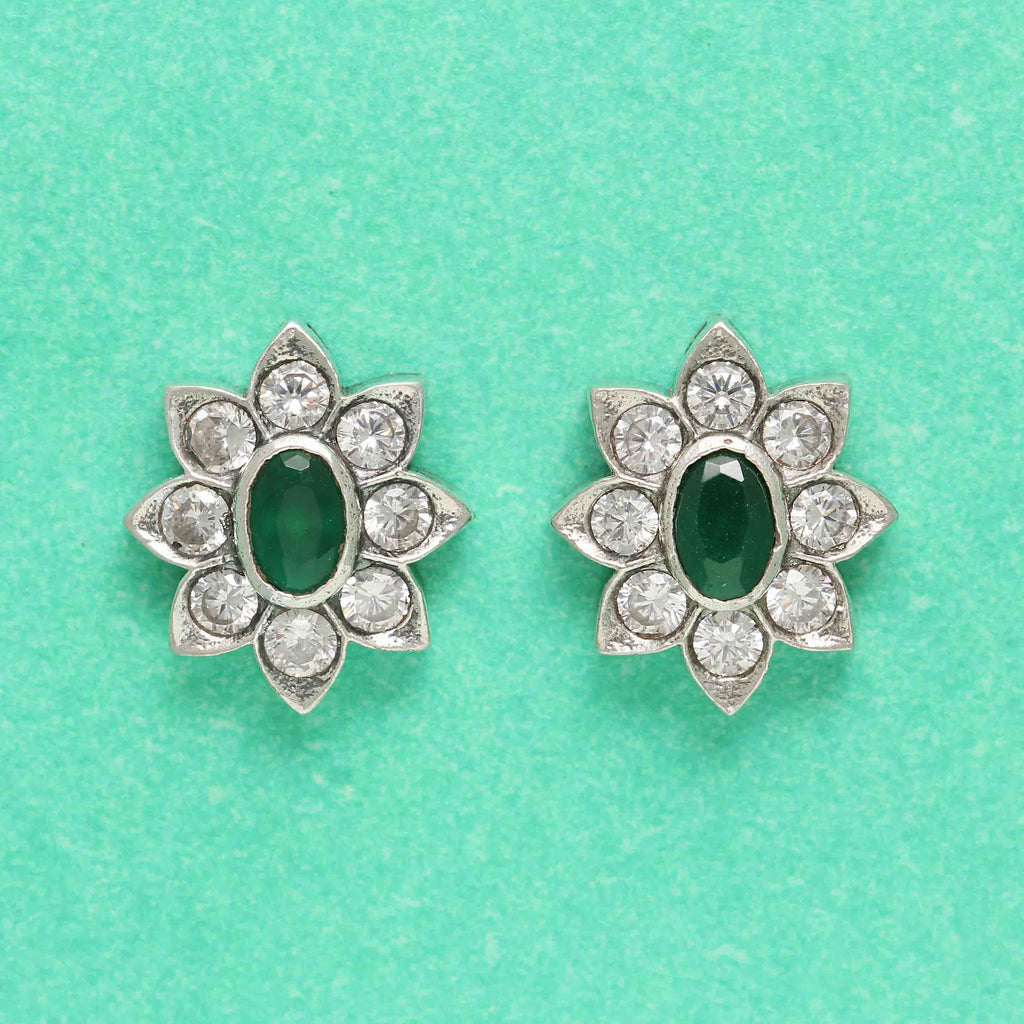 Silver Green Earring