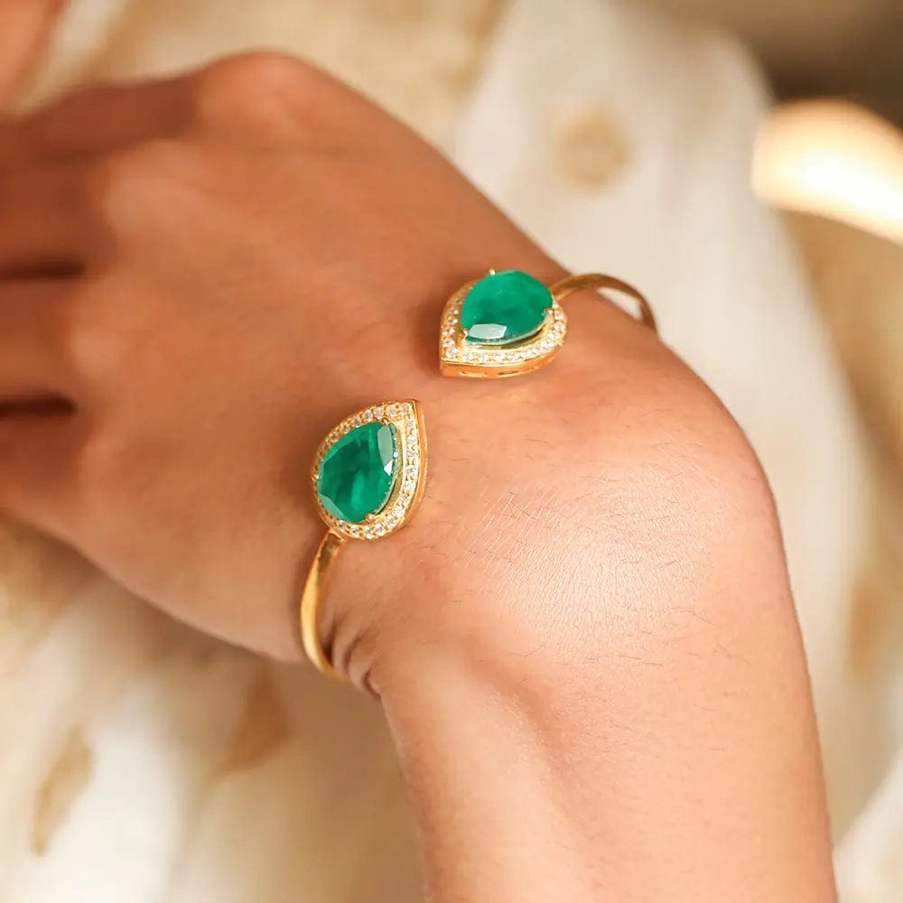 Silver Green Pear Cuff