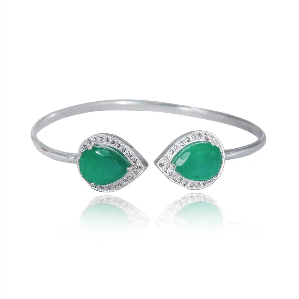 Silver Green Pear Cuff