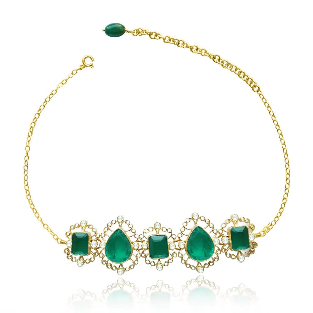 Silver Green Stone Choker