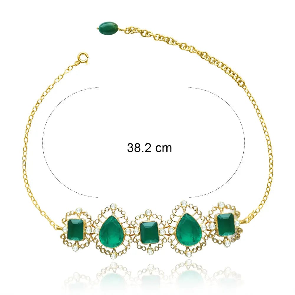 Silver Green Stone Choker