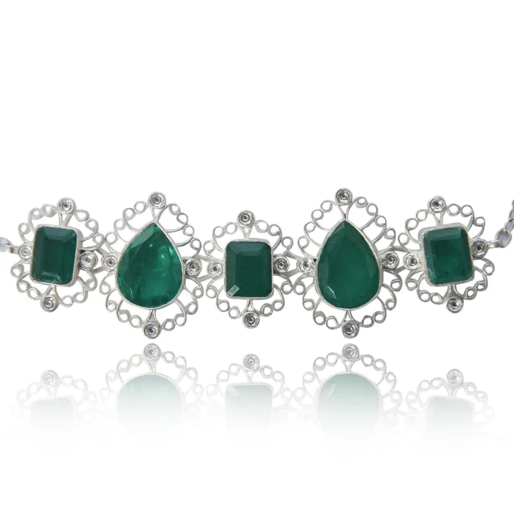 Silver Green Stone Choker