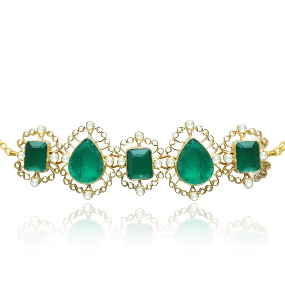 Silver Green Stone Choker