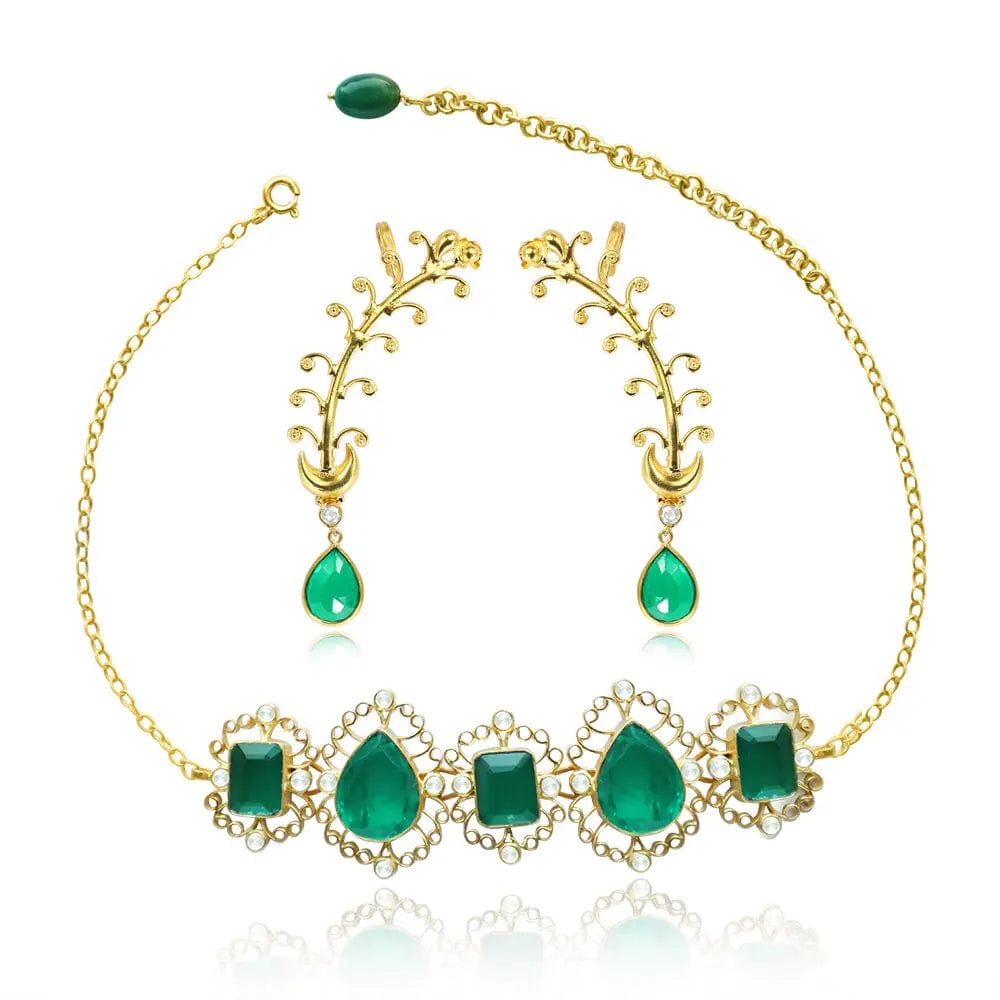 Silver Green Stone Choker