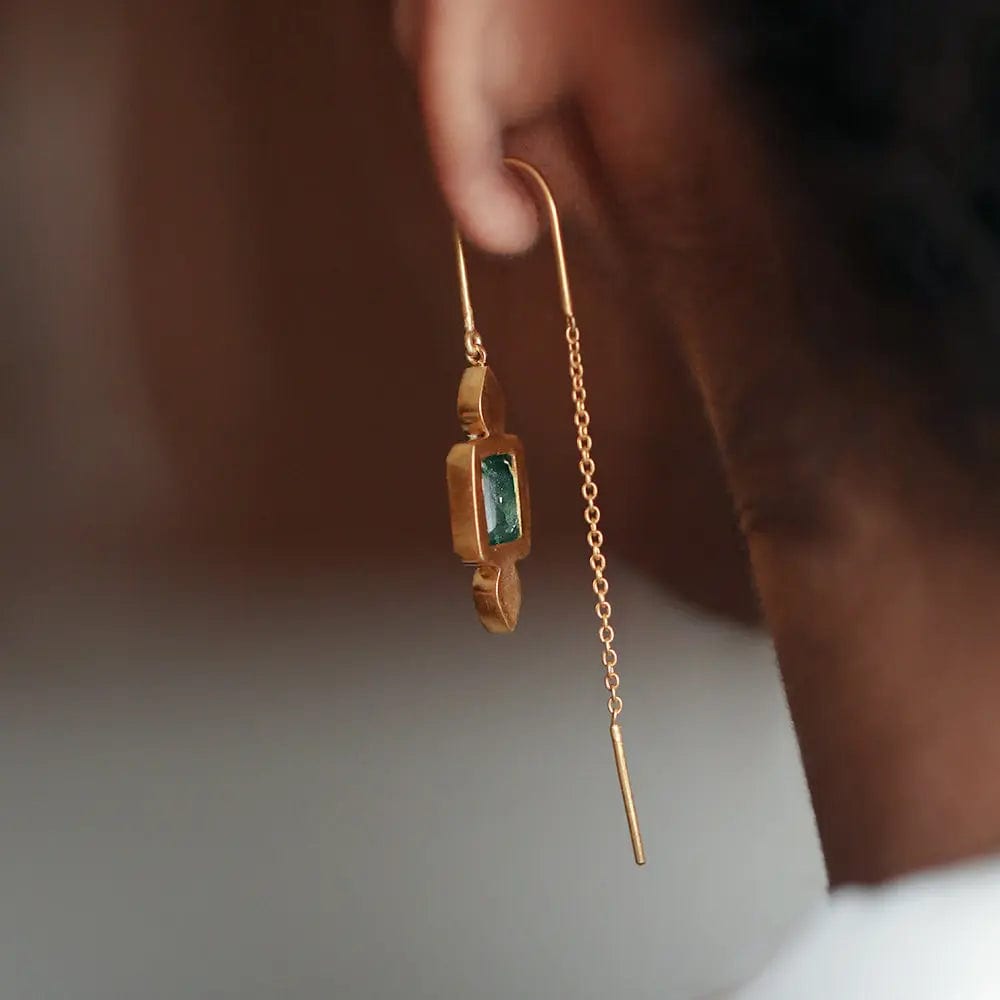 Silver Green Sui Dhaga Earring