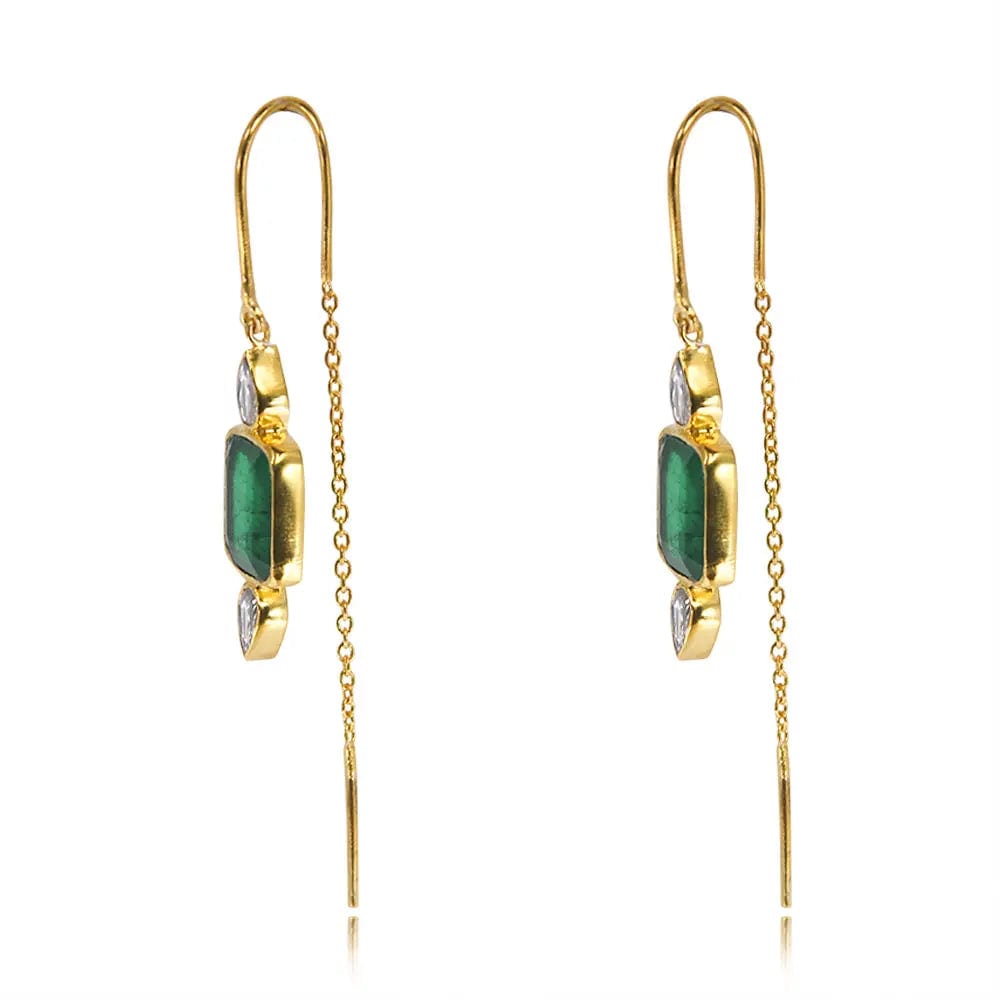 Silver Green Sui Dhaga Earring