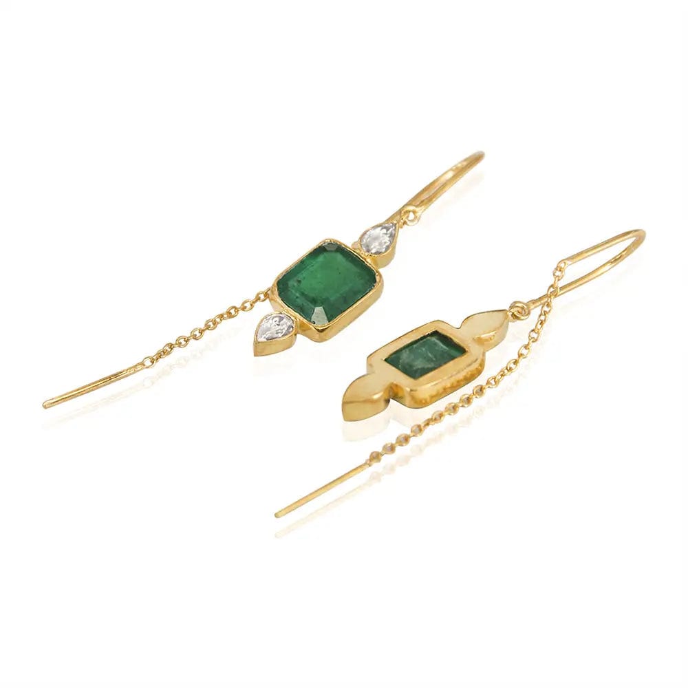 Silver Green Sui Dhaga Earring