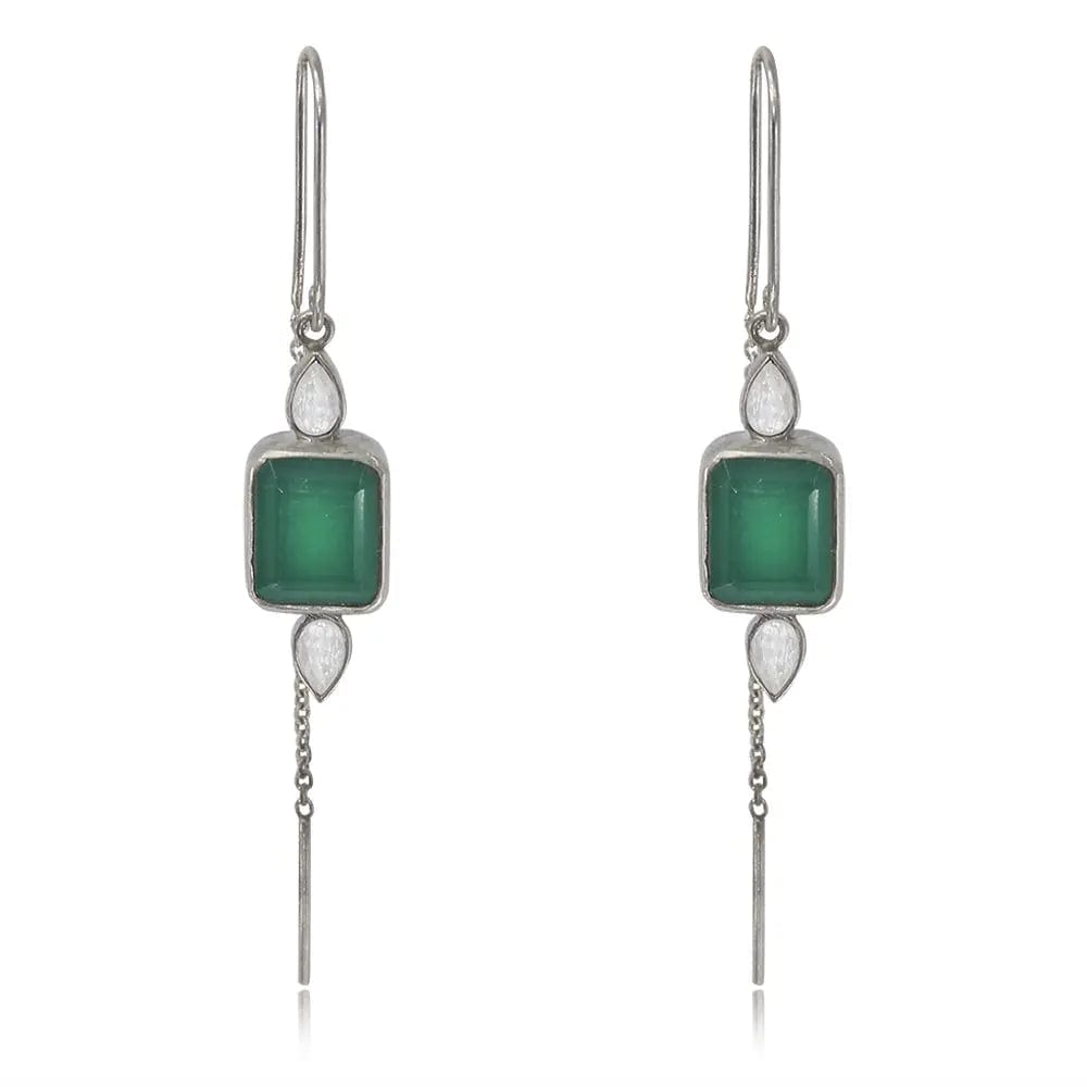 Silver Green Sui Dhaga Earring