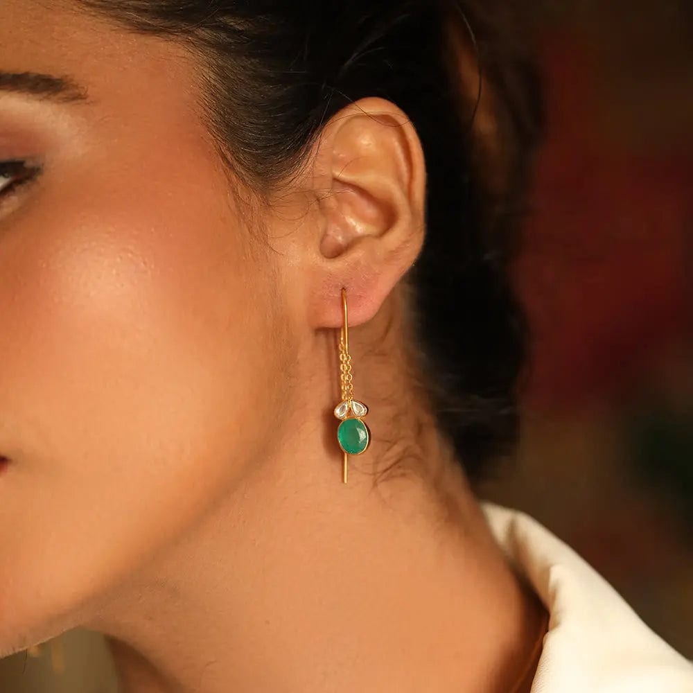 Silver Green Sui Dhaga Earring