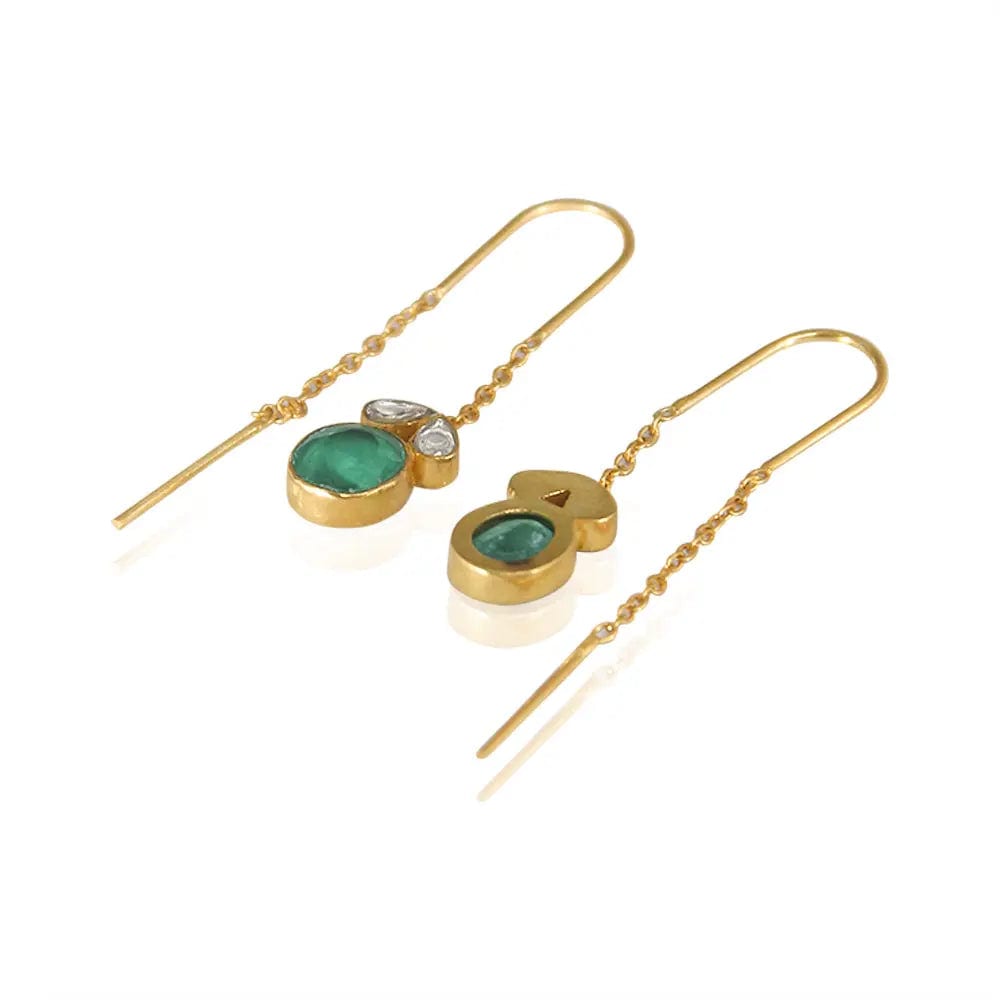 Silver Green Sui Dhaga Earring
