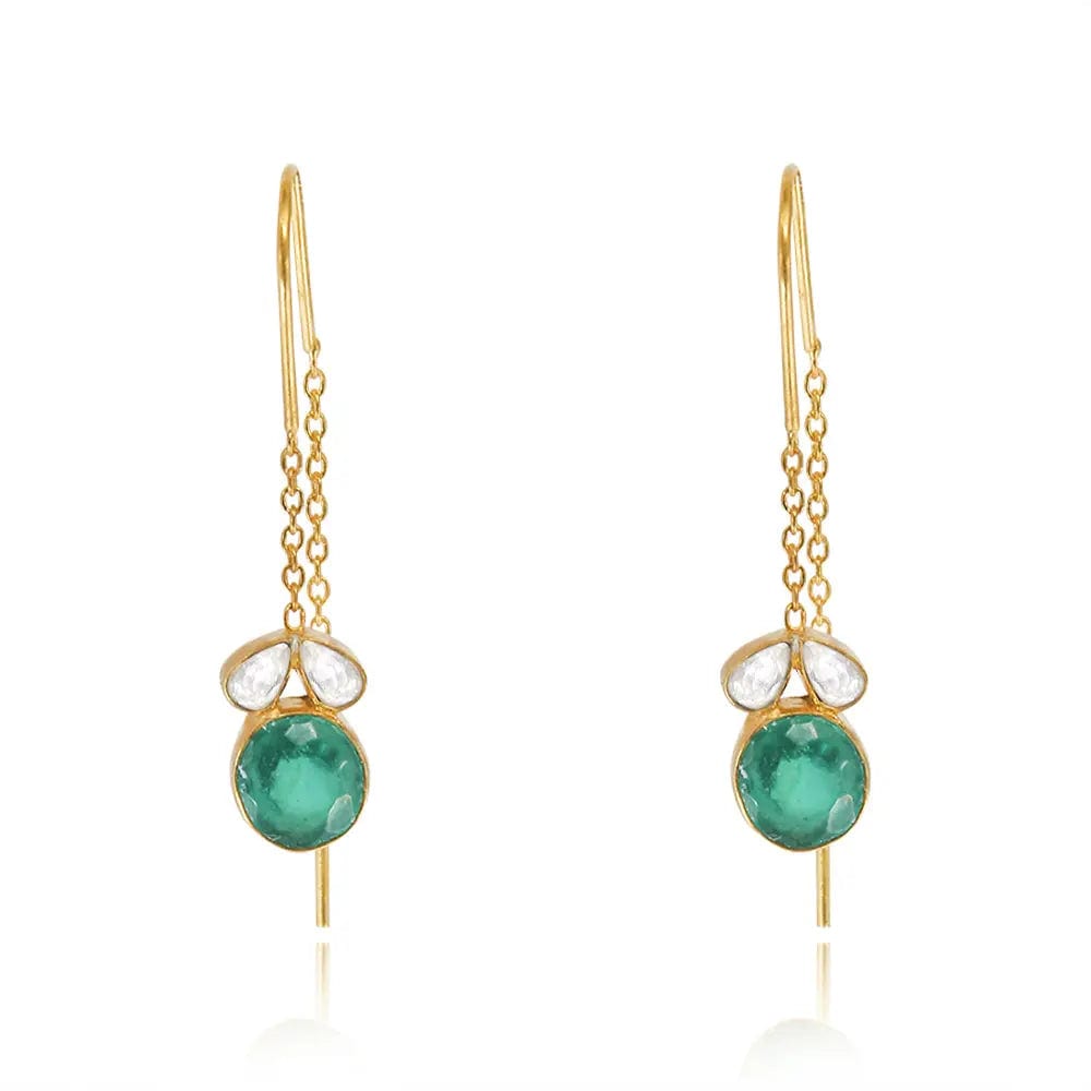 Silver Green Sui Dhaga Earring