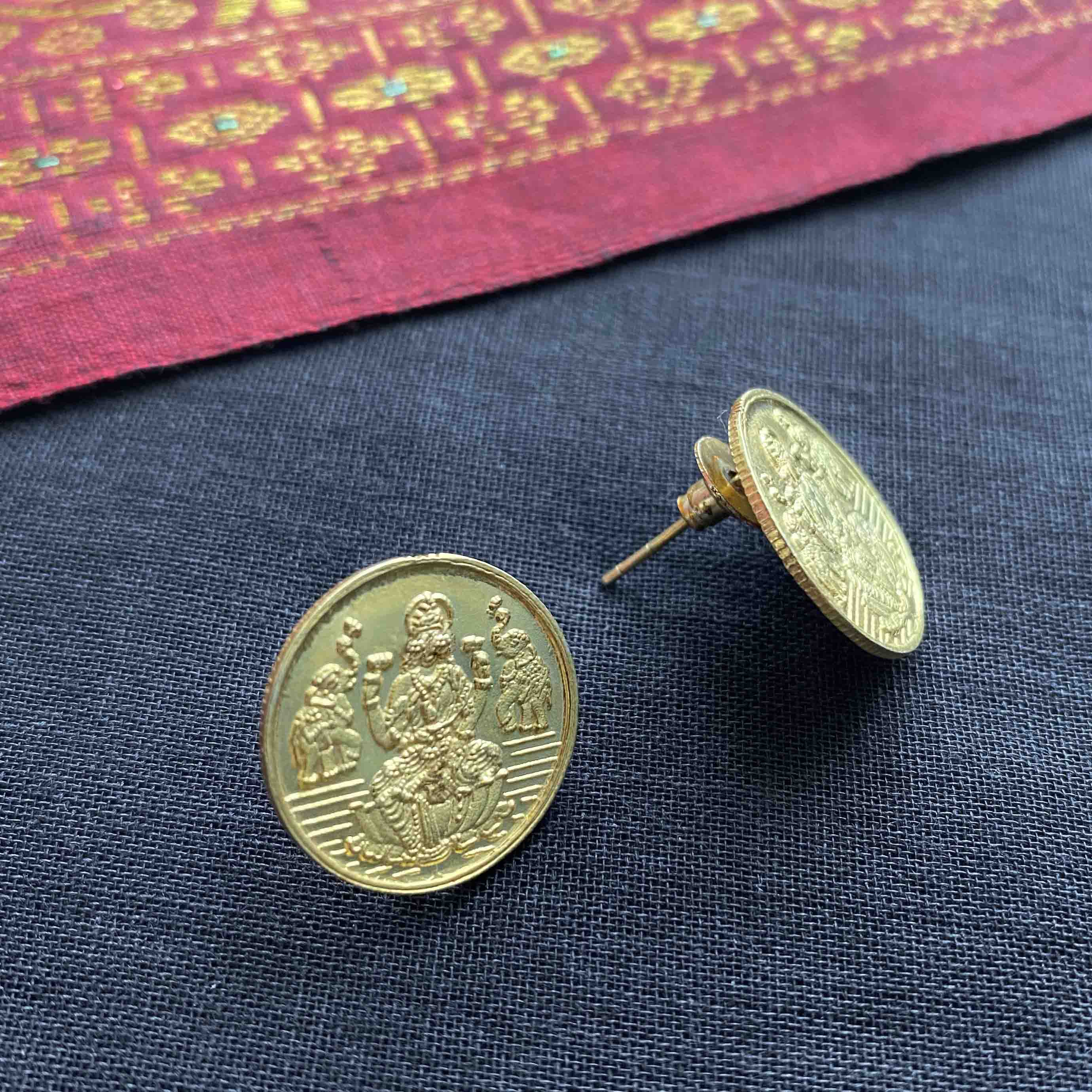 Silver Lakshmi Coin Earring