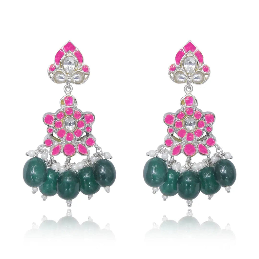 Silver Kundan Dangling Earrings