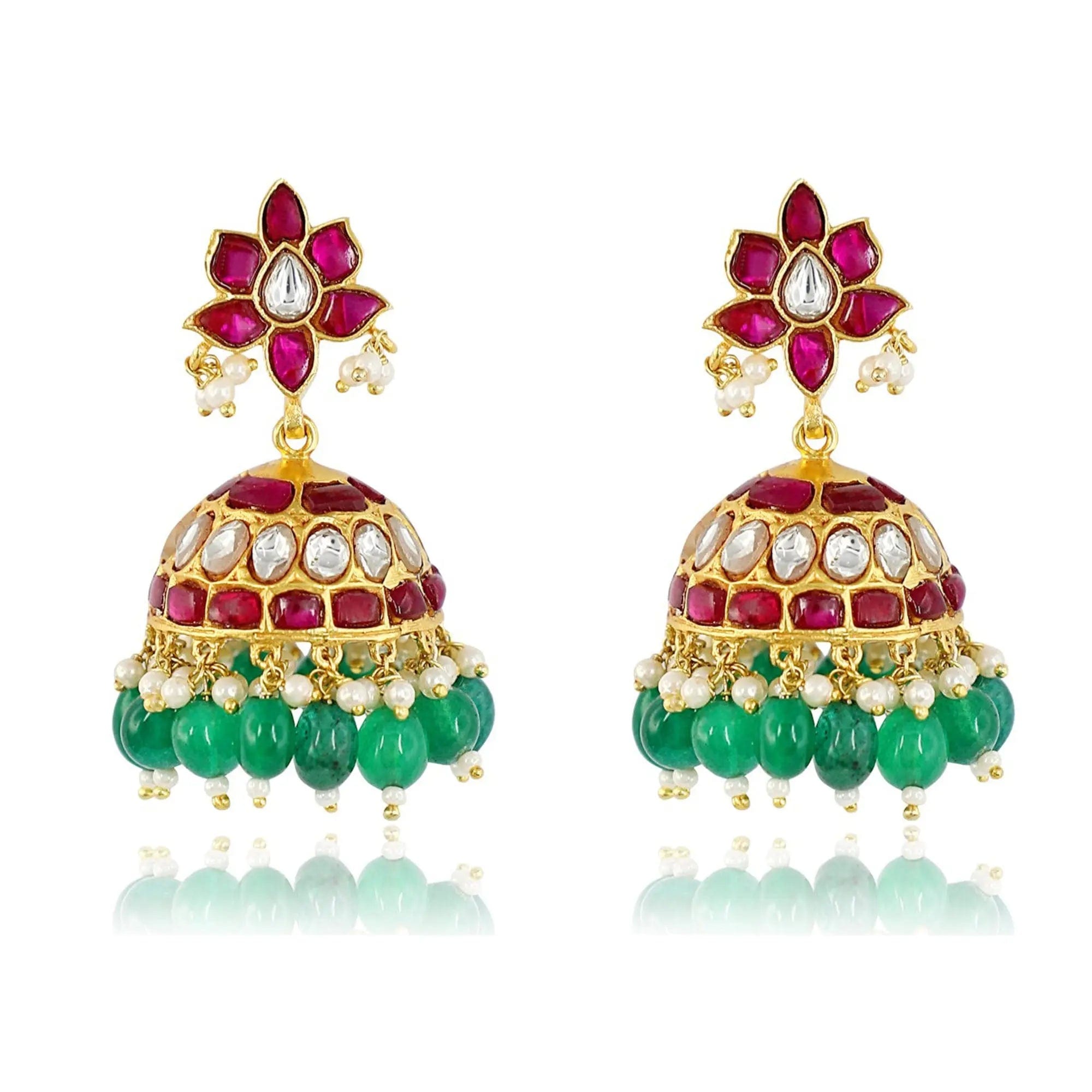 Silver Kundan Jhumka