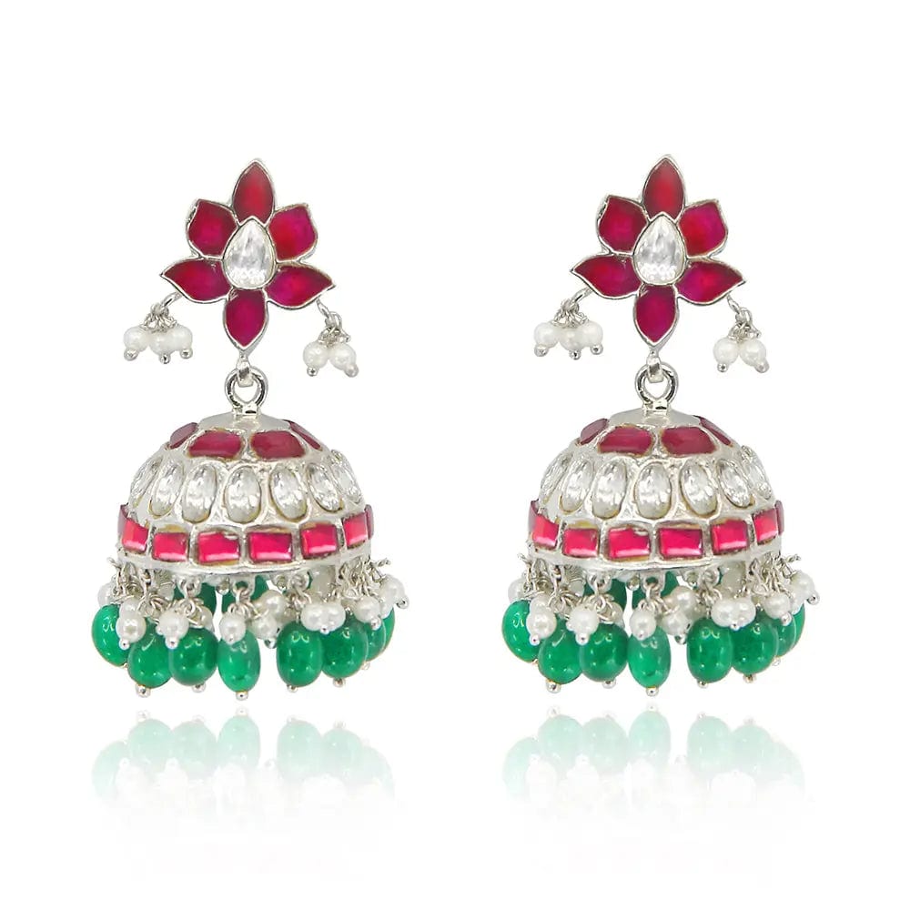 Silver Kundan Jhumka