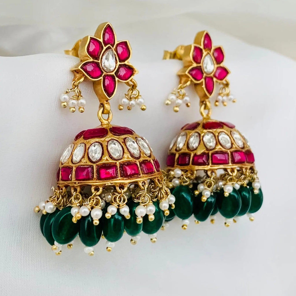 Silver Kundan Jhumka