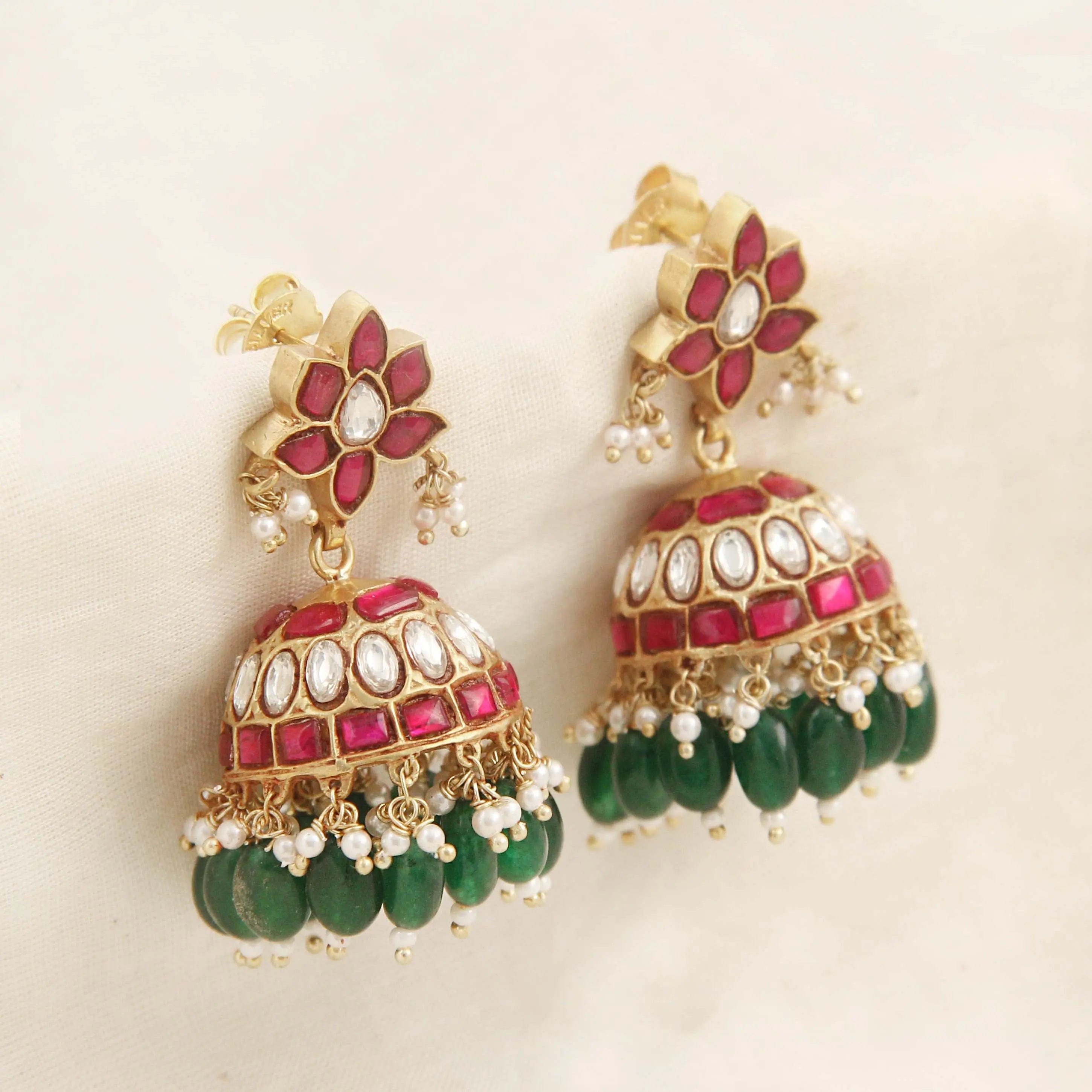 Silver Kundan Jhumka