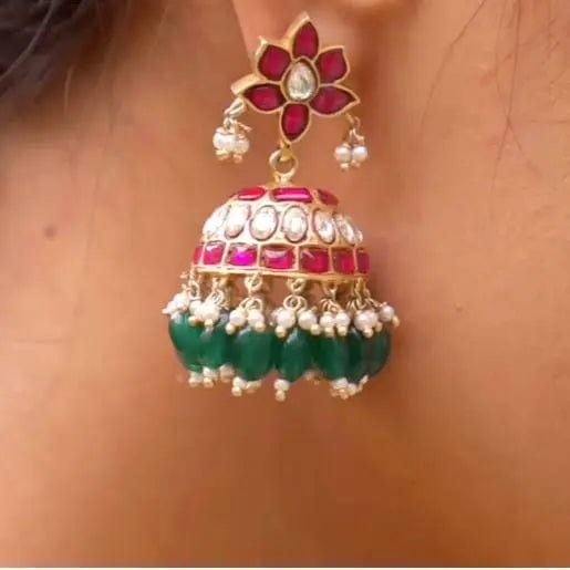 Silver Kundan Jhumka