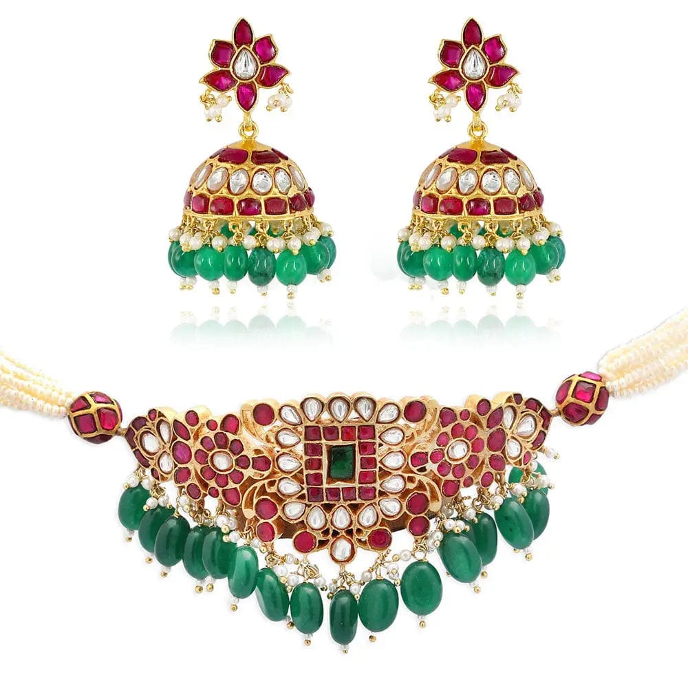 Silver Kundan Jhumka