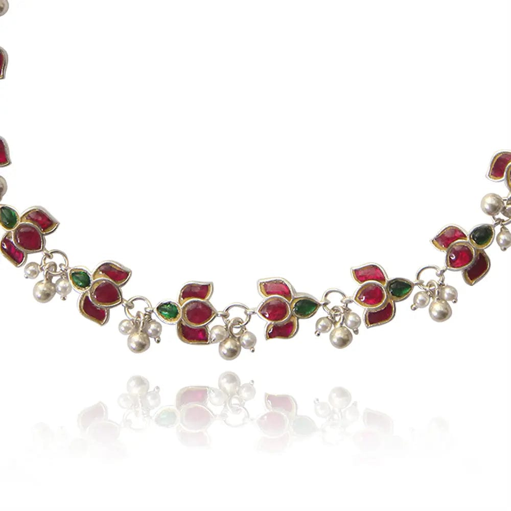Silver Kundan Lotus Choker