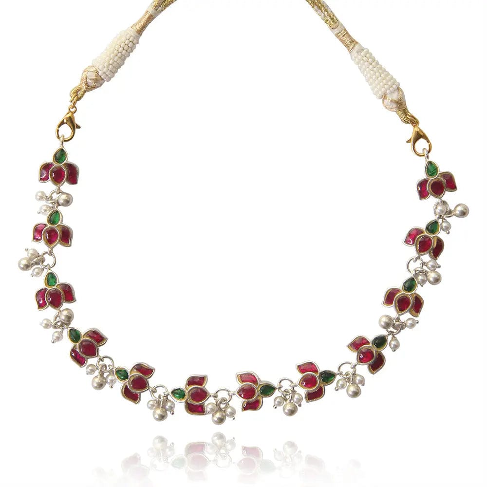 Silver Kundan Lotus Choker