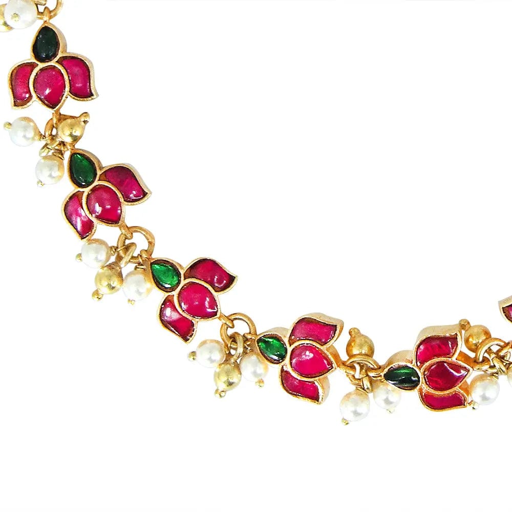 Silver Kundan Lotus Choker