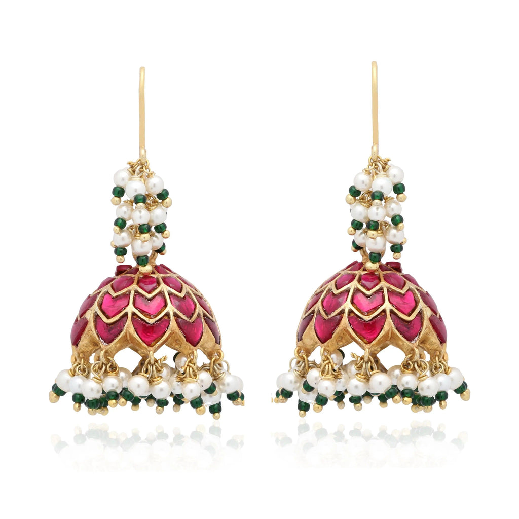 Silver Kundan elegant pearly jhumka