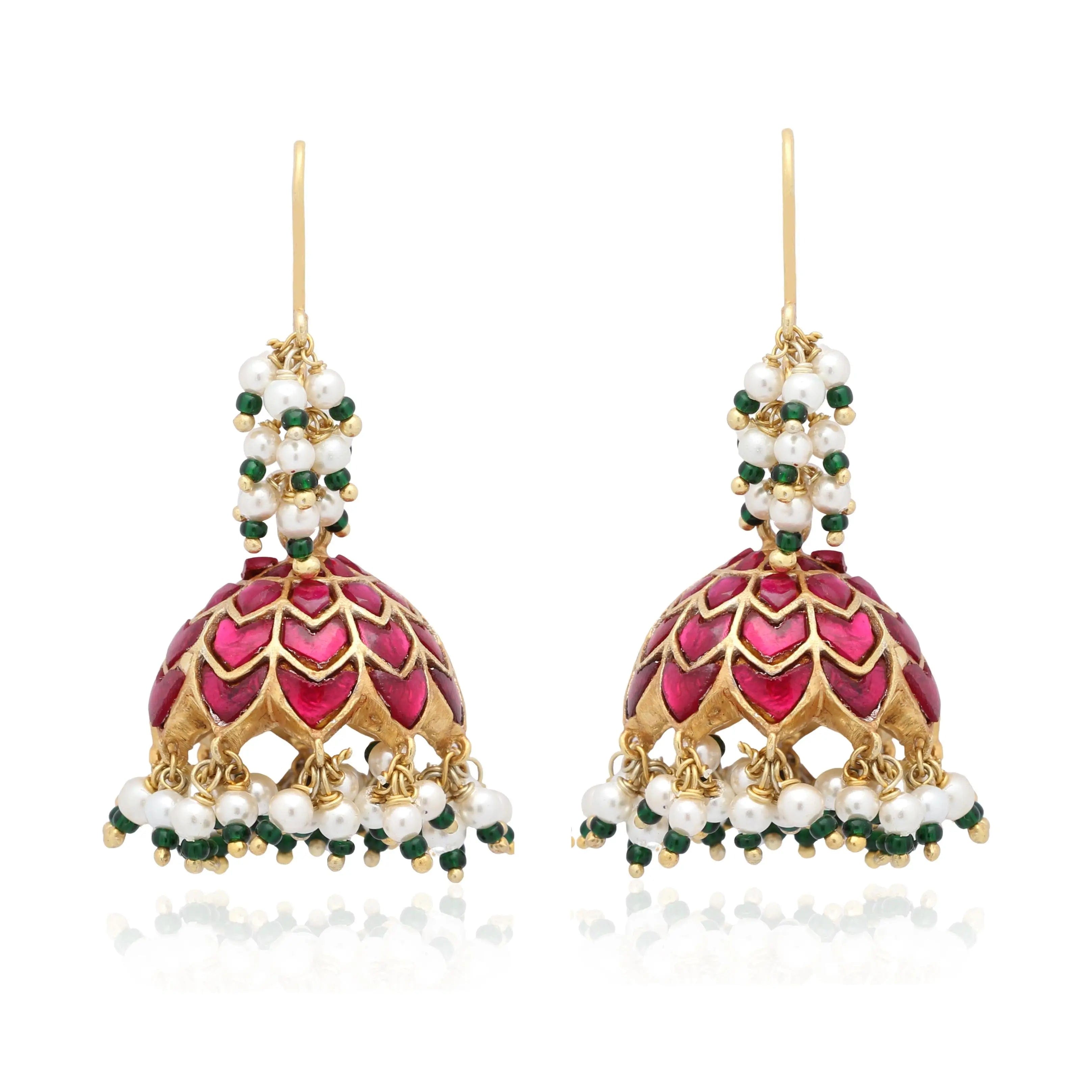 Silver Kundan elegant pearly jhumka