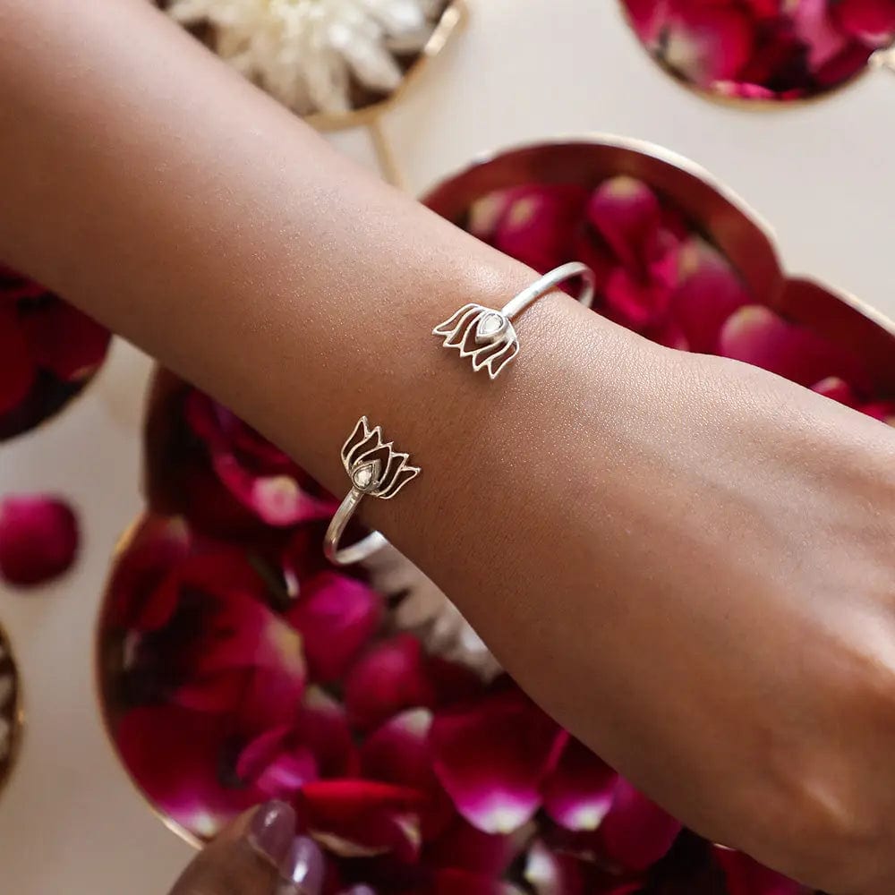 Silver Lotus 92.5 Silver Anklet Set