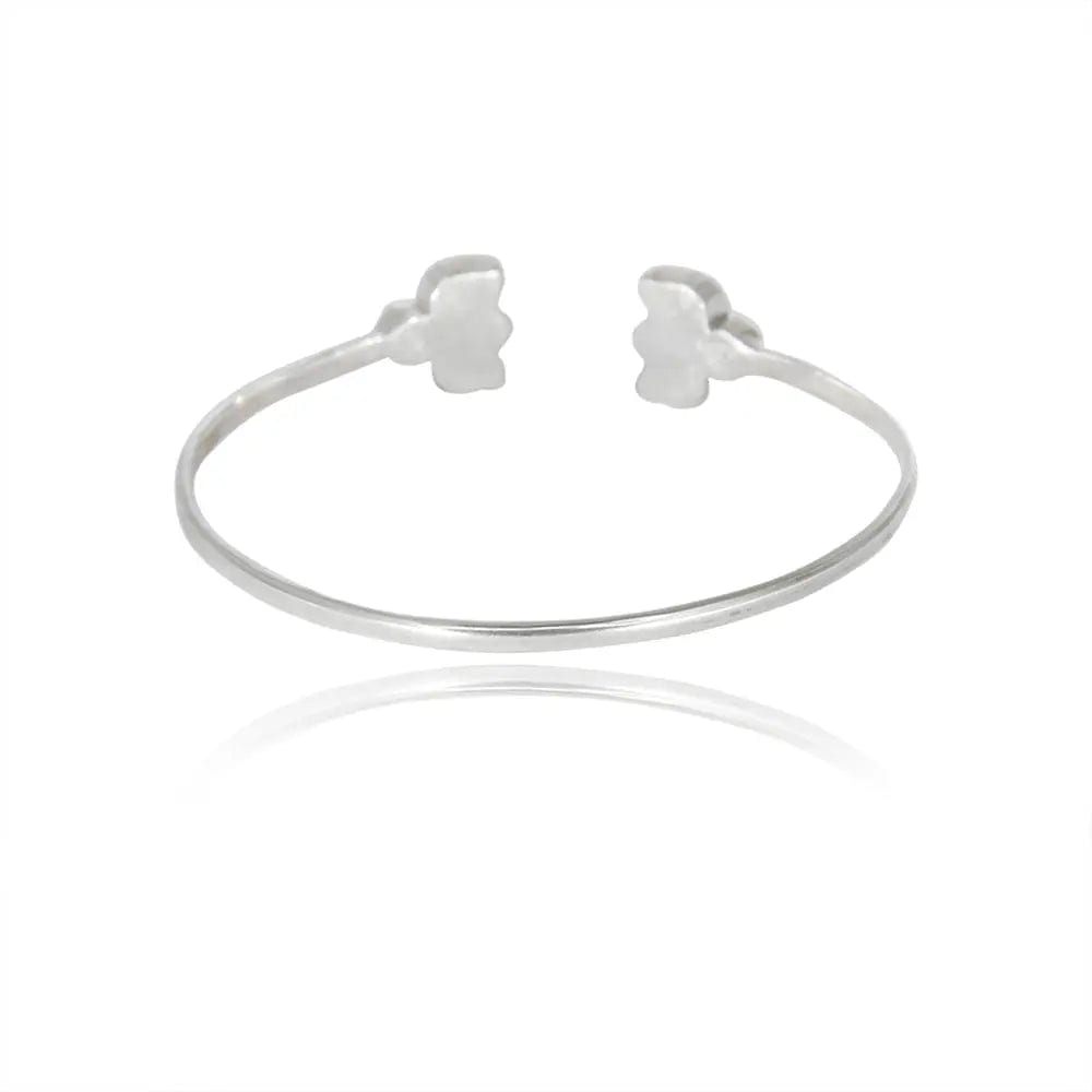 925 Sterling Silver Silver Lotus Kundan Bangle