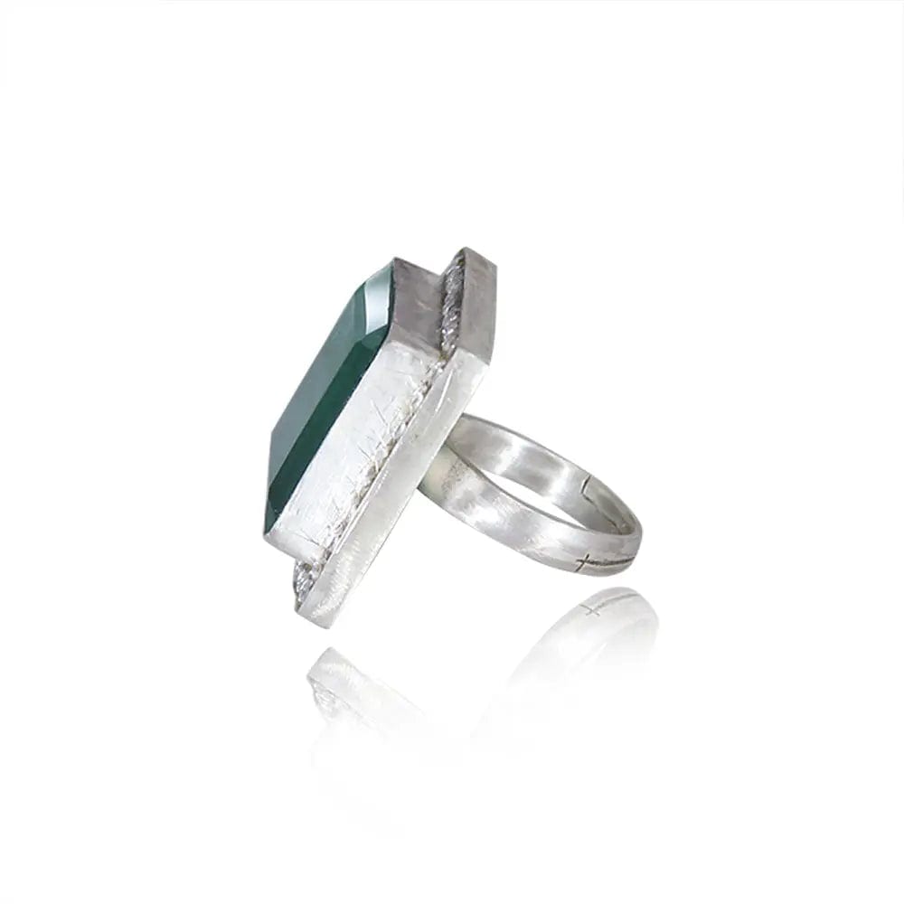 Silver Majestic Green Ring