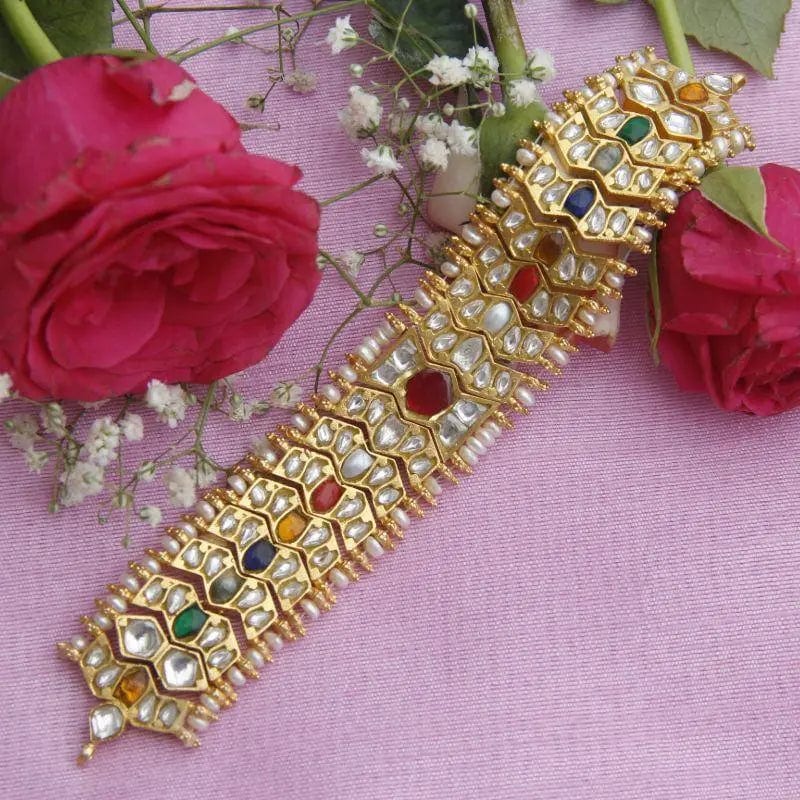 Silver Navratan choker