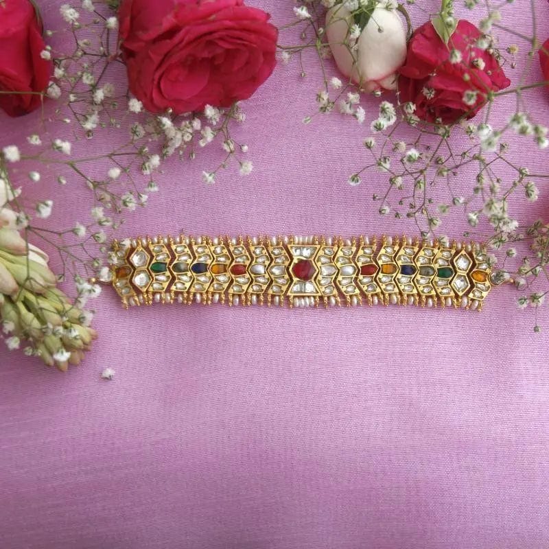 Silver Navratan choker