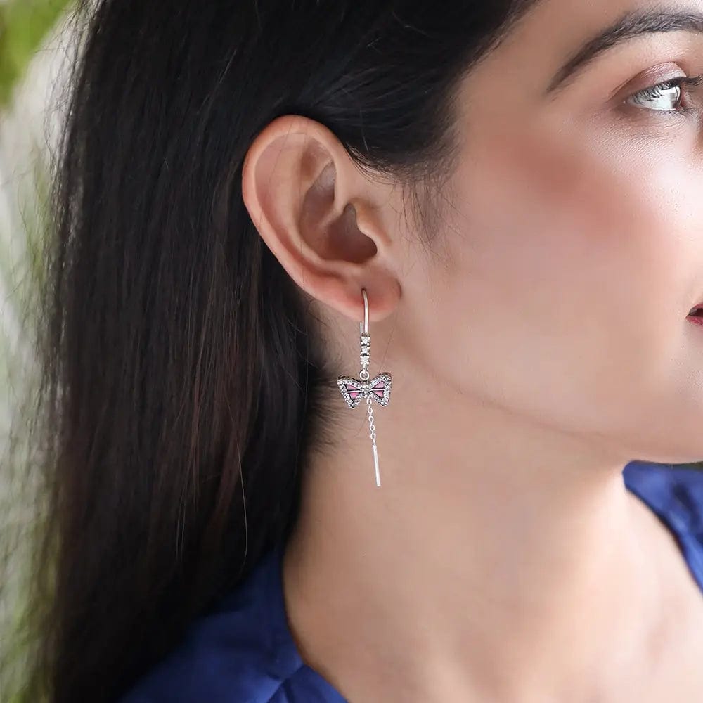 Silver Oxidised Titli Sui Dhaga Earring
