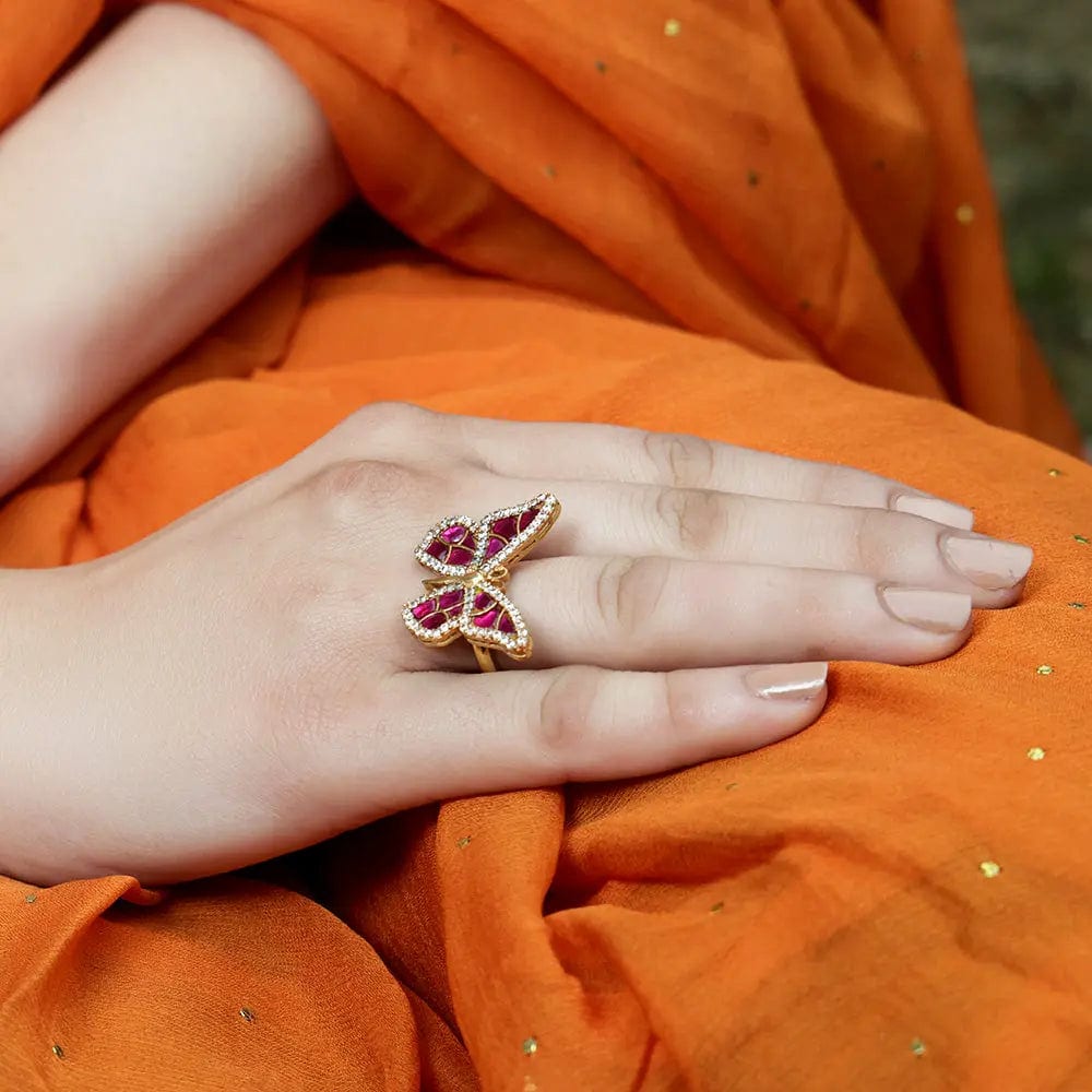 Silver Oxidised Butterfly Ring