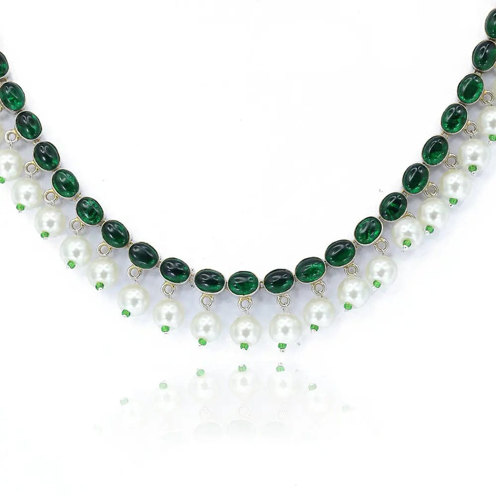 Silver Oxidized GREEN SPINEL NECKLACE