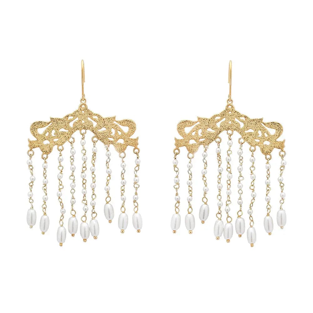 Silver PEARL DANGLING EARRING