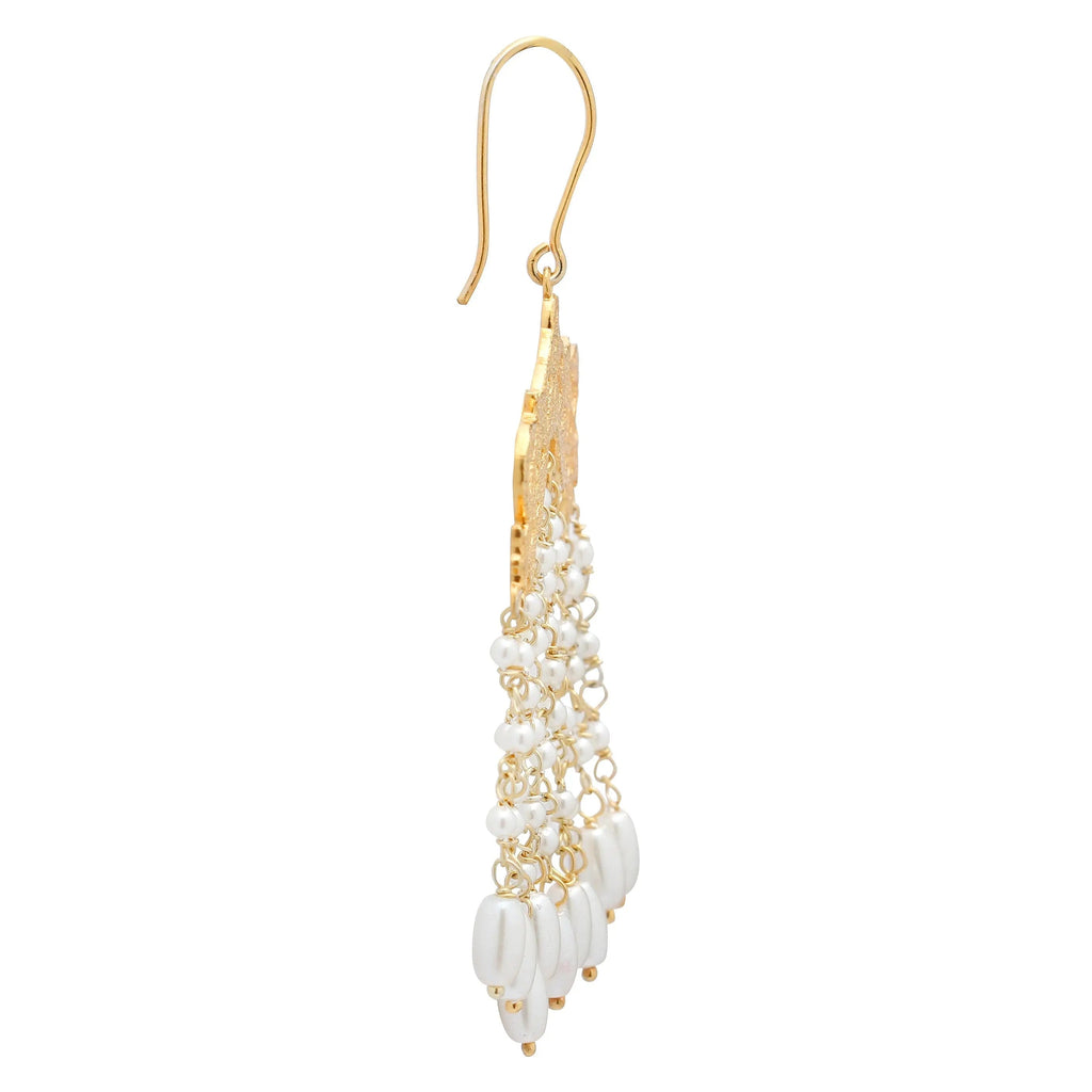 Silver PEARL DANGLING EARRING